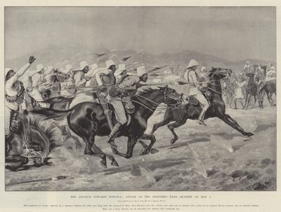 De opmars naar Dongola, aanval op de Derwisjen bij Akasheh op 1 mei door Henry Charles Seppings Wright